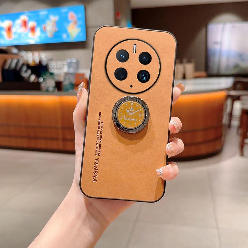 

For Huawei Mate 50 Pro Case Magnetic Car Holder Phone Case For Mate 50 Mate50Pro Silicone Bumper Shockproof Leather Back Cover For Mate 50 Pro