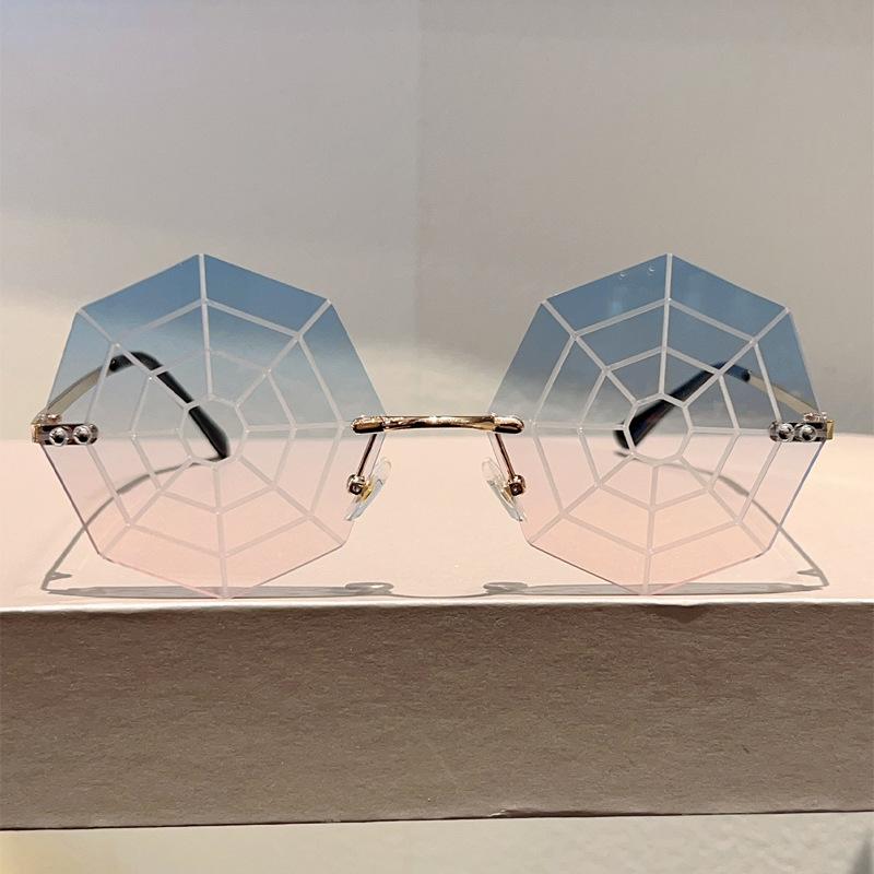 Lunettes de soleil non polarisées en forme de toile d'araignée pour hommes, sans monture, élégantes, amusantes, décoratives, pour femmes, tendance, chic, design de marque, lunettes de soleil rave