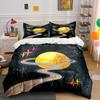 Planeta amarillo, anillos de arcoíris. Juegos de cama Juegos de fundas nórdicas Fundas nórdicas Fundas de almohada(1 * Funda de edredón 2 * Fundas de almohada sin relleno de edredón)