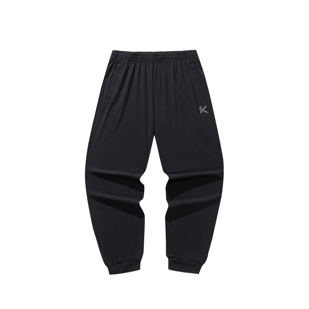 Anta Basketball Series KT Series Long Pants Knitted Sports Pants Liquid Soft Ice Skin Technology Casual Pants Men bottoms Basic-Black 152631321-1