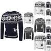 Gemütlicher und weicher Herren-O-Ausschnitt-Pullover mit festlichem Hirsch-Druckdesign für Weihnachtsfeiern