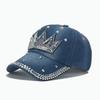 New Crown Diamond-encrusted Baseball Cap Cotton Denim Cap Sunshade Sunscreen Hat
