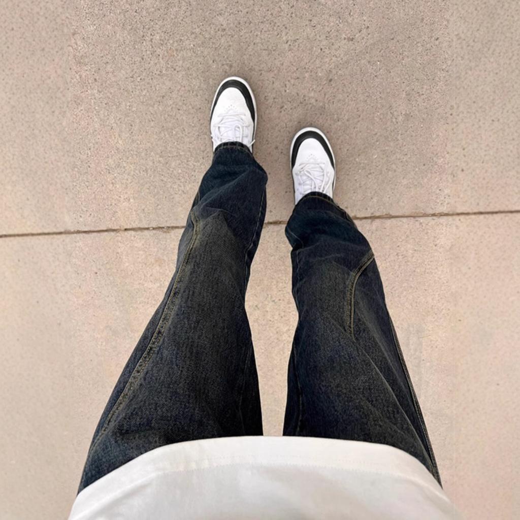 JYL Men's Straight Jeans Patchwork American High-Street Vibe Spring Summer Denim