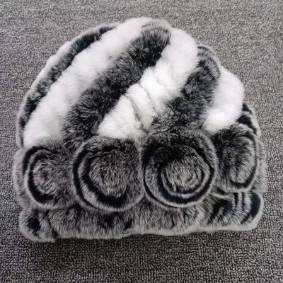 Cappello da donna in pelliccia di coniglio Rex, nuovo alla moda, caldo, intrecciato, autunno e inverno, in lana, casual, con protezione per le orecchie, cappello rosa spesso