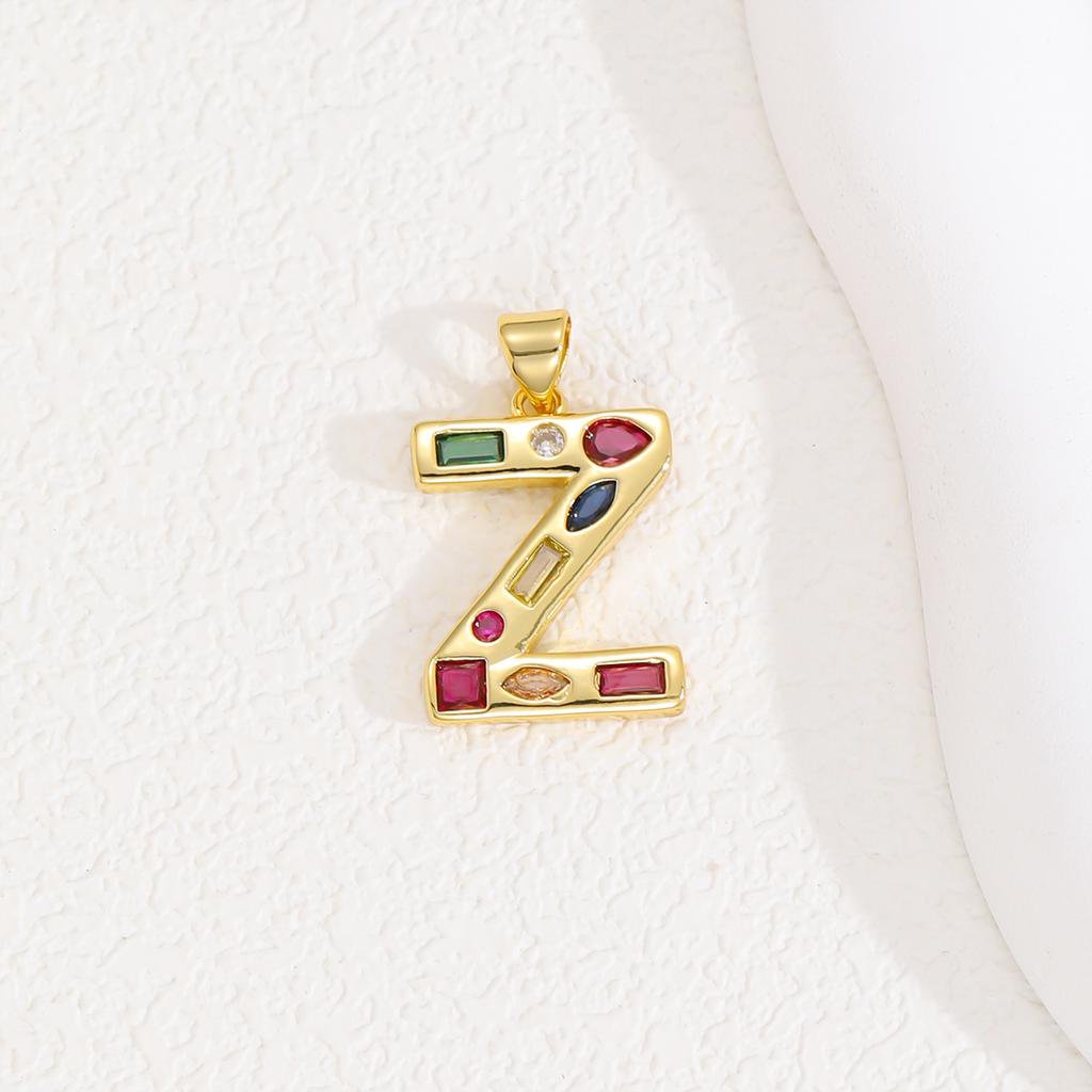 Multicolor Zircon A-Z Letters Pendant Necklace Crystal Water Drop 26 letters Pendant Necklace Gold Plated  Gift for Women