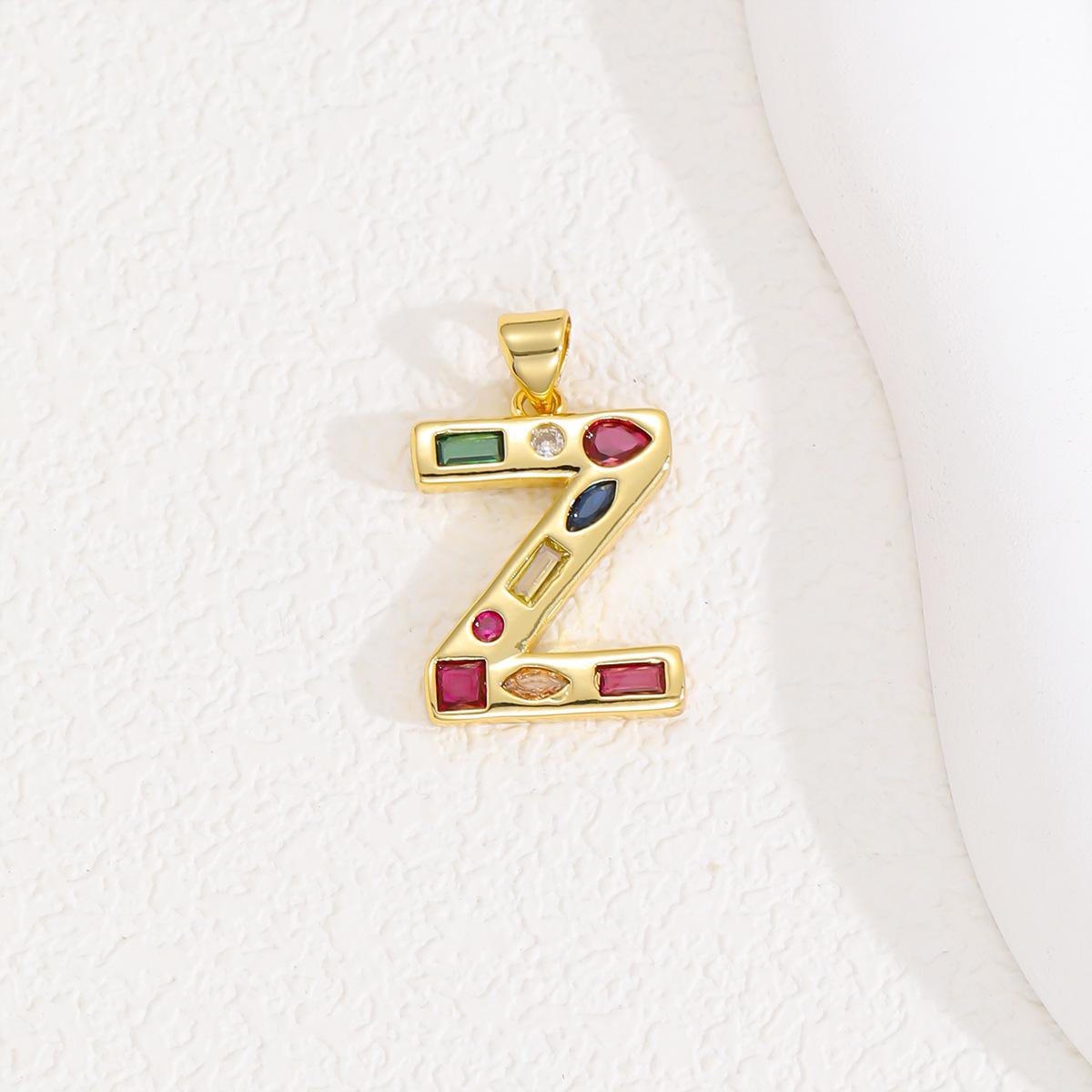 

Multicolor Zircon A-Z Letters Pendant Necklace Crystal Water Drop 26 letters Pendant Necklace Gold Plated Gift for Women Gold