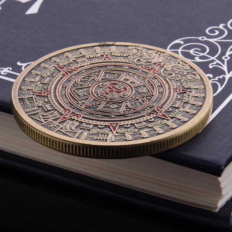 Aztec Maya, Lacquer Dragon, Bronze, Commemorative Medal, Maya Corona, Pyramid, Creative Commemorative Medal