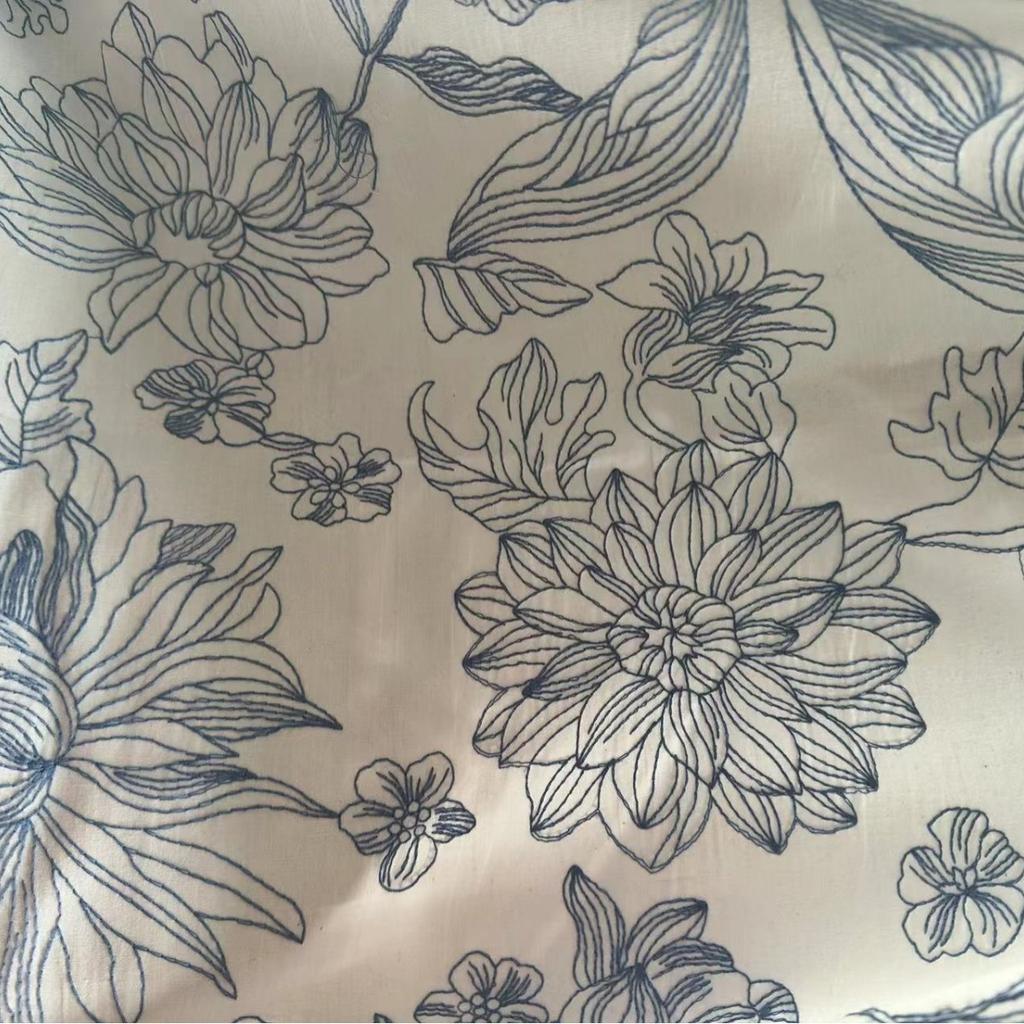 French Cotton Embroidery Black And White Waterproof And Oil-Proof Skirt Ruffle Leaf Fungus Edge Coffee Table Tablecloth Dining Table Cloth