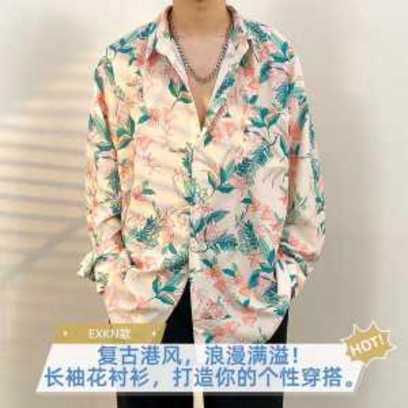Style Floral Floral All Match Printed Shirt Retro Spring and Autumn New Style Loose Fitting Shirt Long Sleeved Top