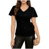 Short Sleeve Blouses for Women V Neck Wrap Design Fabric Womens Short Sleeve Shirts Women's Short Sleeve Tops