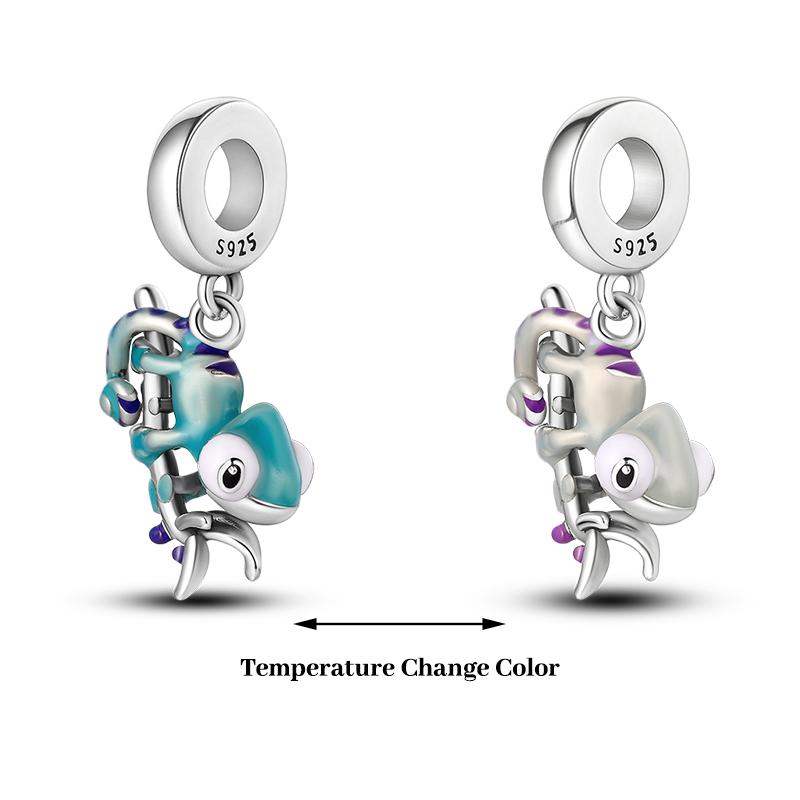 Koperen Plated Lichtgevende Kameleon Kleurveranderende Vlinder Insect Bedels Hanger Past op Pandachoriginal Armbanden Doe-het-zelf Sieraden
