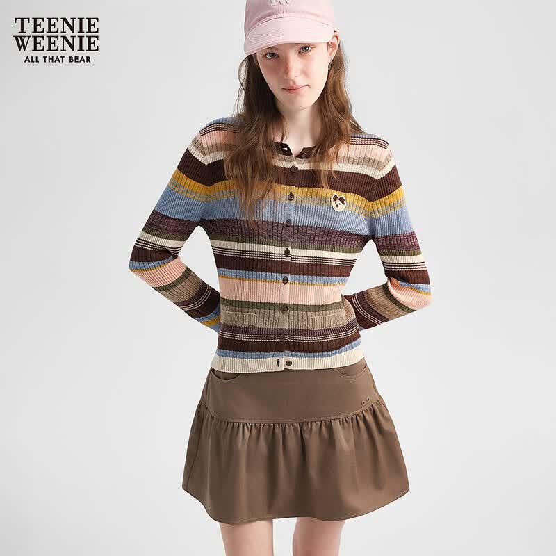 Teenie Weenie Women's Striped Bear Knit Cardigan