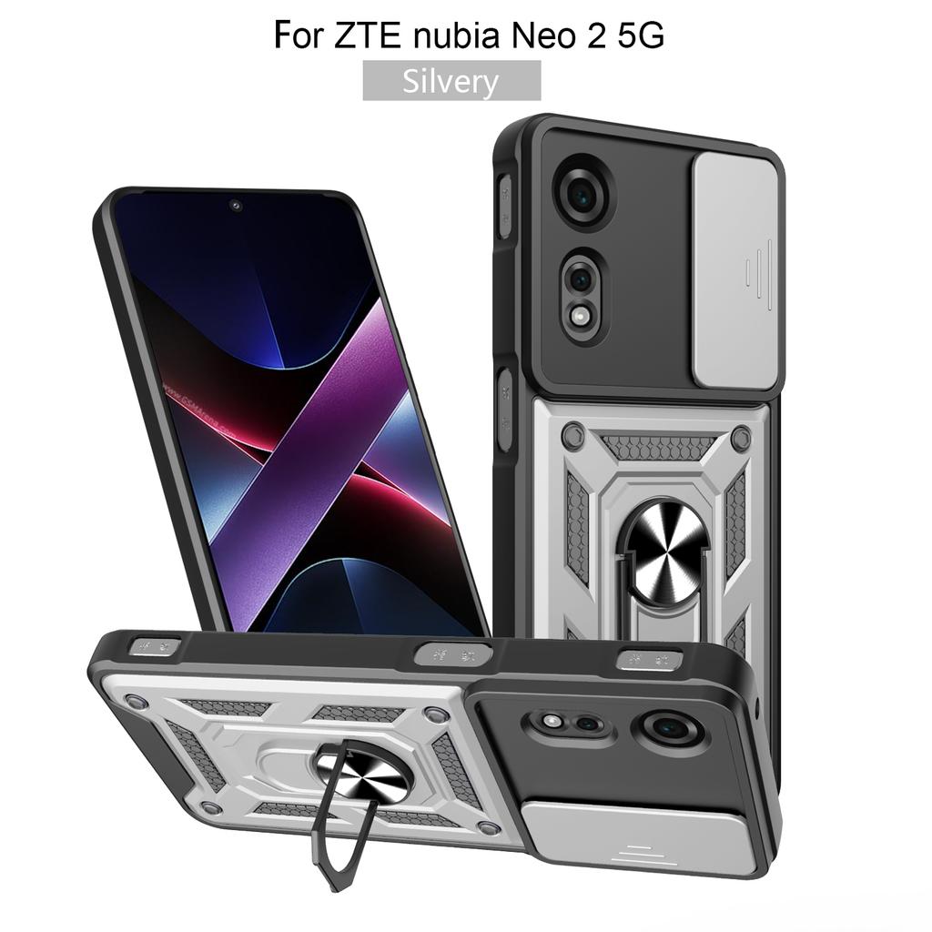 For ZTE Nubia Neo 2 Case ZTE Nubia Neo 2 Cover Nubia Neo2 Magnetic Ring Holder Armor Phone Case Slide Camera Protect Back Cover