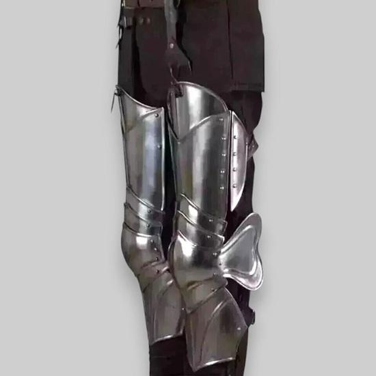 Średniowieczny rycerz górna część nogi stalowa osłona nagolenniki zestaw gotycka górna część nogi zbroja ochrona dla LARP, cosplay i kostiumy