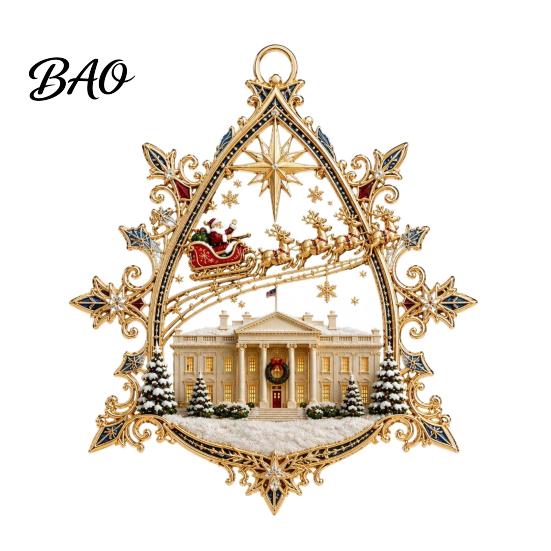Decorative Fireplace Hanging Props 250th Anniversary USA White House Christmas Tree Ornament, 2D Acrylic 1776-2026 Commemorative Indoor Outdoor