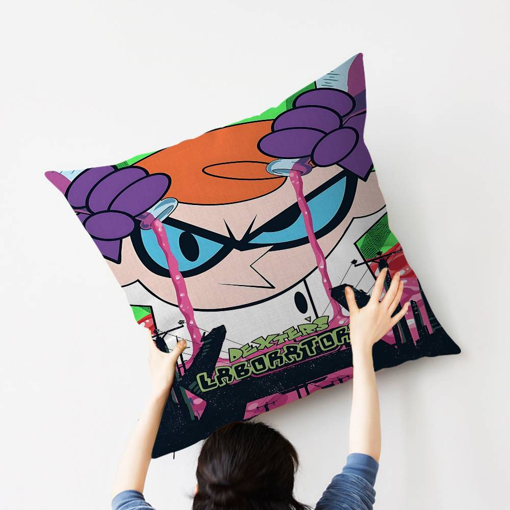 Kreslený D-Dexterova laboratoř Personalizovaný obrázek text domácí dekorativní polštáře Domácí dárky 45x45cm