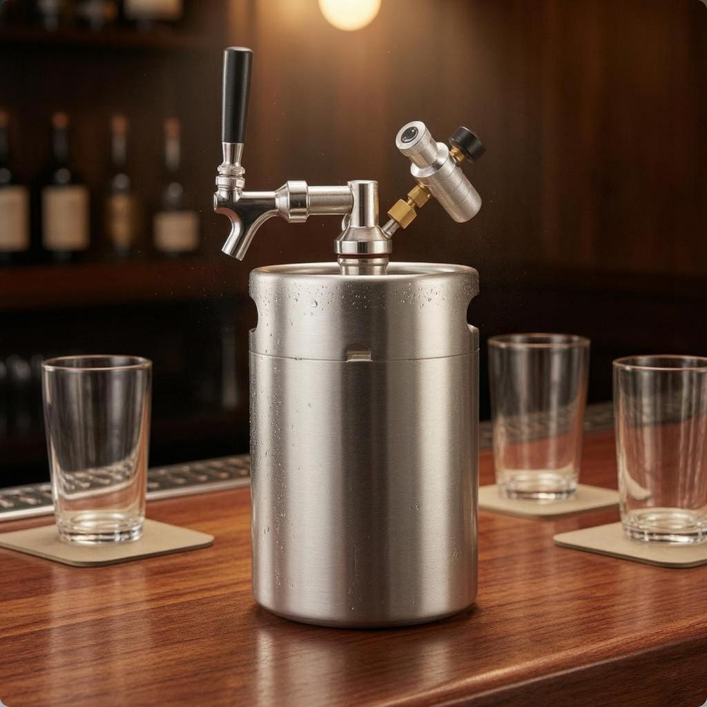 Stainless Steel Mini Keg Beverage Dispenser Easy to Clean Refreshment