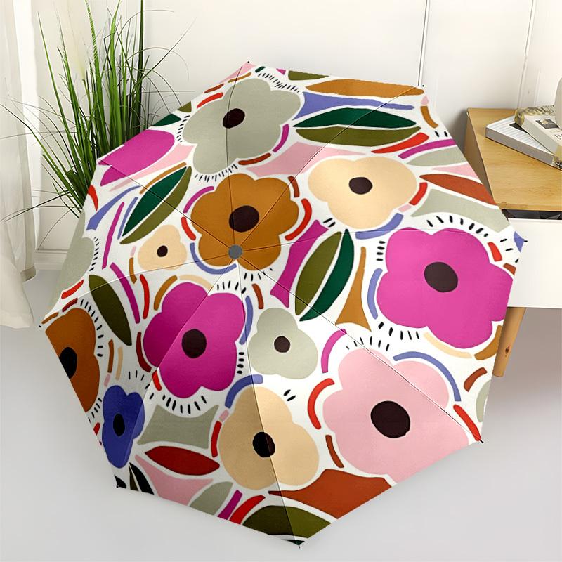 1pc Floral Pattern Umbrella Portable Home Essential Umbrella Folding Umbrella Durable Iron Frame yy251128017