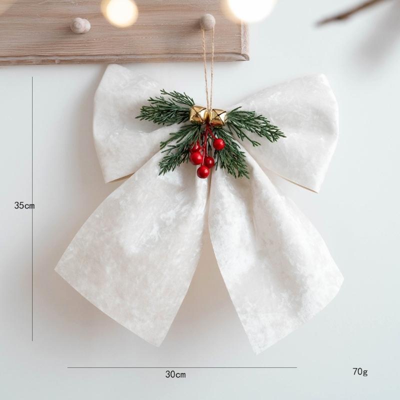 Classical Joyful Bows Ornament Cloth Designs Christmas Tree Fabric Decors Ideal for Christmas Decorations Year After Year