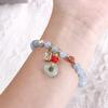 BEPAN 2023 New Pearl Agate Lucky Cat Bracelet for Women  Chinese Style Jade Pendant Simple Wild Elastic Rope Crystal Beads Jewelry