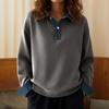 European & American Autumn/Winter Color Block Denim Patchwork Knit Pullover Sweater for Women