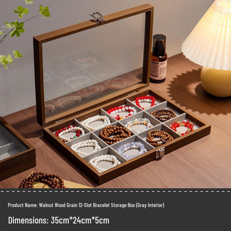 Wenge Wood Dustproof Jewelry Box with Lid for Bracelets and Accessories