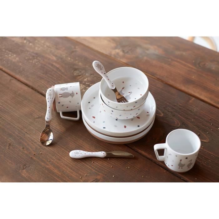 Couverts en inox - LÄSSIG - Tiny Farmer - Lot de 3 - Blanc - Adaptés aux enfants