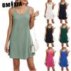 Women's Fashion Summer Spring Solid Color Print Sleeveless U-Neck Casual Dresses