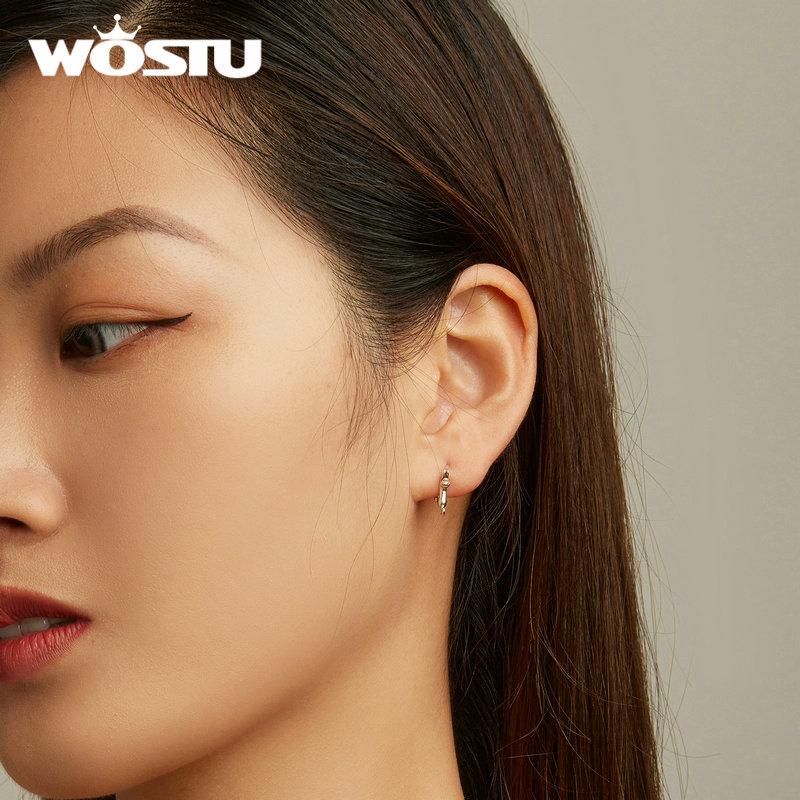 WOSTU Authentic 925 Sterling Silver Delicate Cute Cat Earrings for Women Jewelry Gift