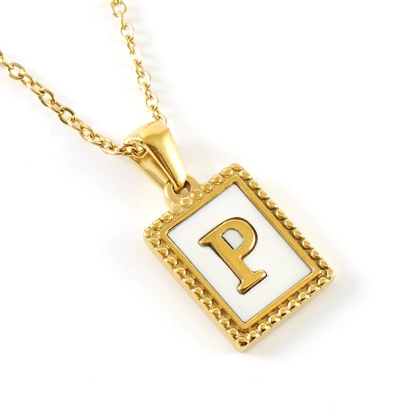 18K Gold Stainless Steel Letter Pendant Necklace – European and American Style Titanium Steel Clavicle Chain for Women