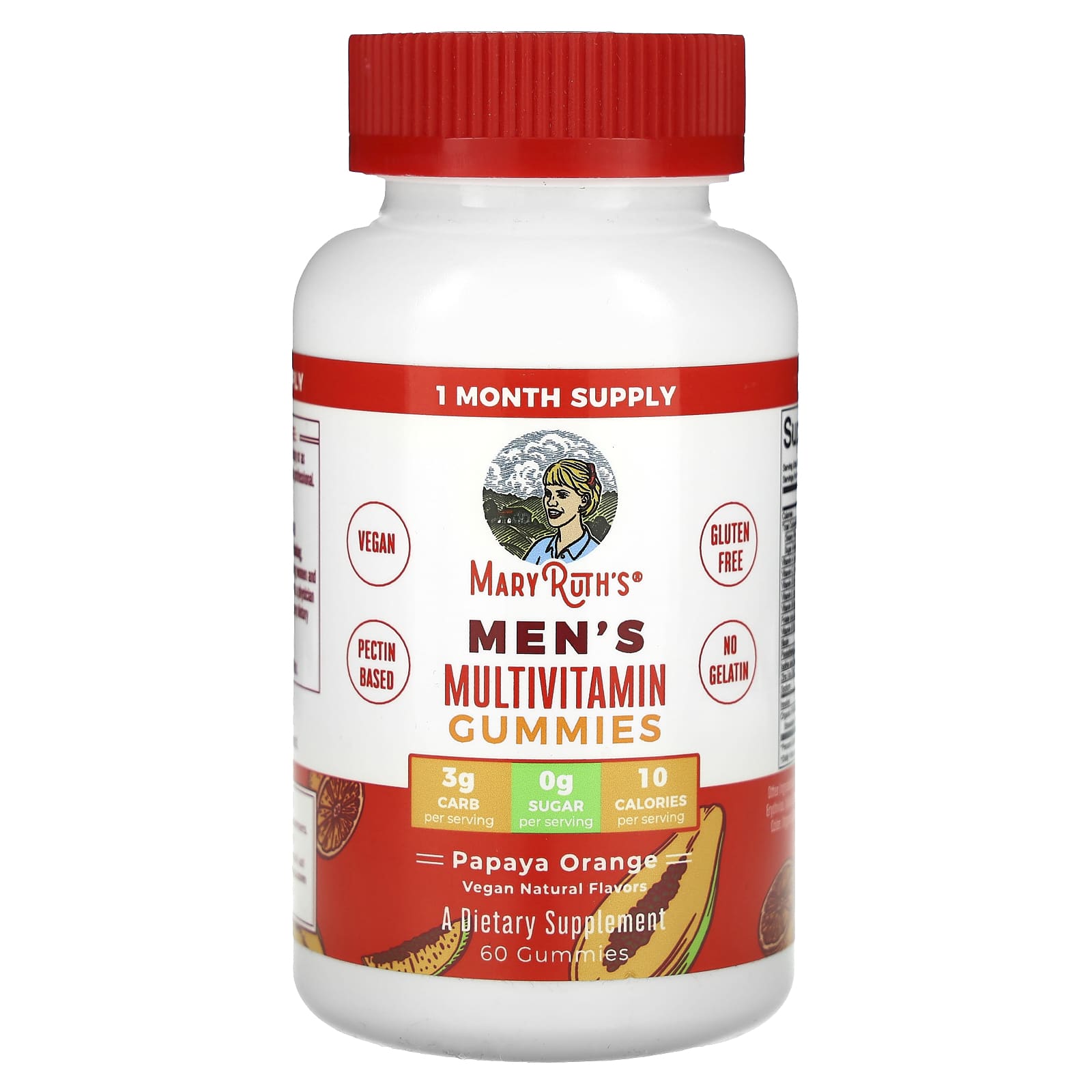 

MaryRuth s, multivitamin gummies for men, papaya orange, 60 gummies