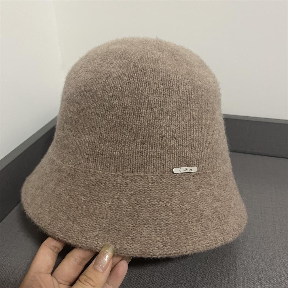 

Универсальная женская осенне-зимняя вязаная шляпа-ведро, новая темпераментная теплая шляпа-ведро, подчеркивающая маленькое лицо, большой обхват головы, шляпа-панама, тренд Adult average size