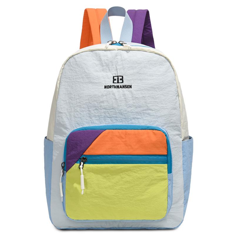Contrast Color Backpack Outdoor Student Schoolbag синий