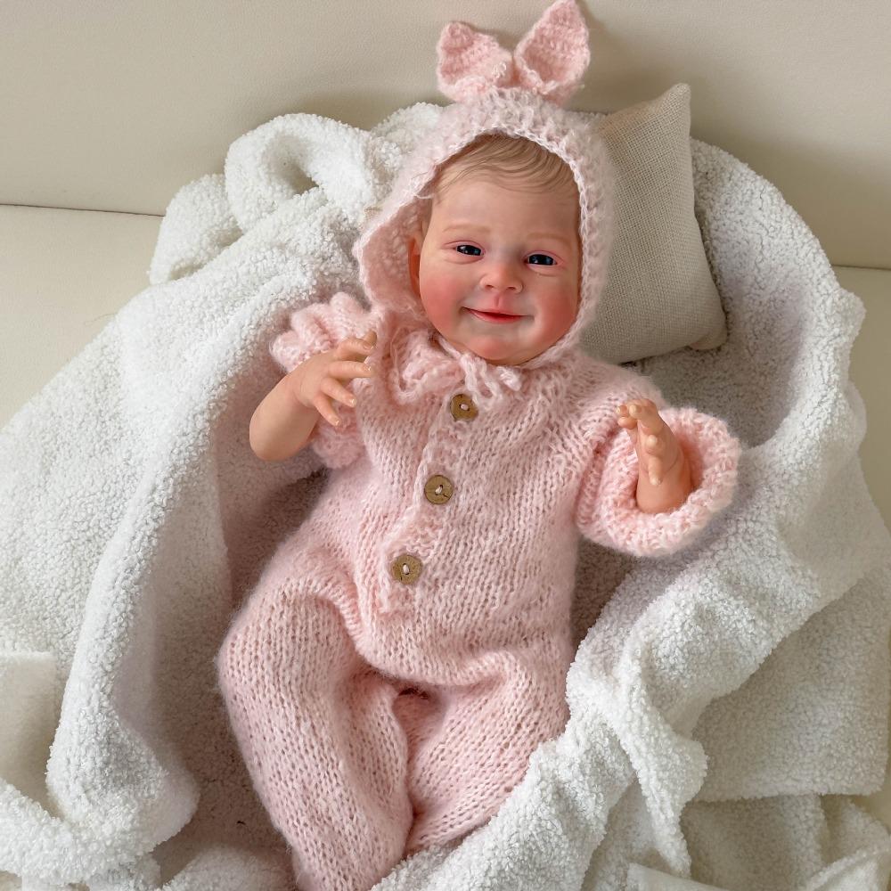

18 Inch Cloth Body Reborn Dolls Sebastian Lovely Smiling Simulation Baby Doll Handmade 3D Painted Skin Realistic Rebirth Dolls for Kids Birthday Gifts cloth body