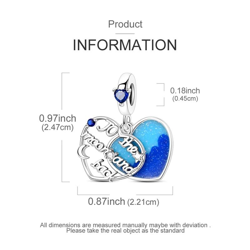 Charms Copperblue Starry Sky Heart-Shaped Beads Fit Charms Plataoriginal Bracelet Beads Women Jewellery Making