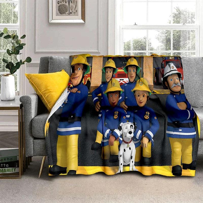 Fireman Sam Throws Blankets Kids Super Soft Warm Cartoon Flannel Blanket for Travel Bedding Couch Sofa Bed Blanket For Gifts