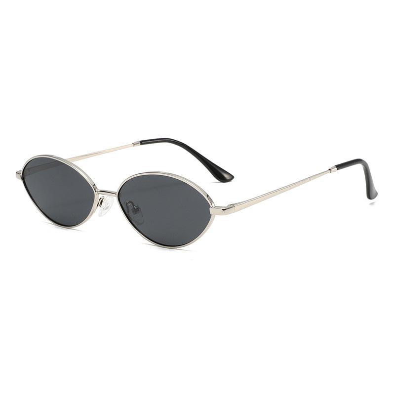 Polarized Metal Oval Sunglasses with Anti-Slip Temples Retro Vintage Style for Casual Outdoor Activities Driving UV Protection