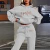 Hoodies de venda quente transfronteiriços europeus e americanos com estampa de letras femininas, conjuntos de calças compridas casuais da moda, atacado