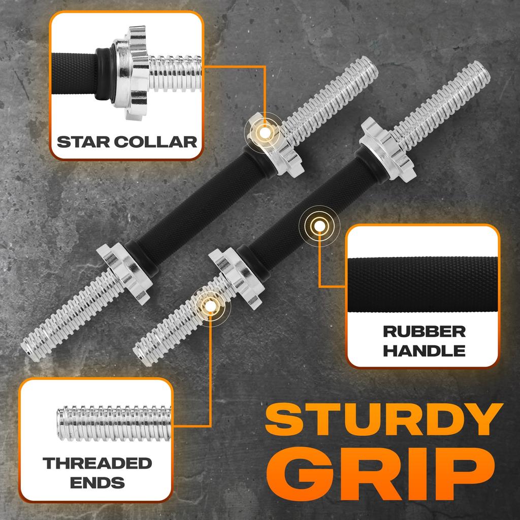 Yes4All Dumbbell Handles, Set of 2, Chrome with Color, 2.5cm Adjustable, 41cm Long [Officially Imported from Japan]