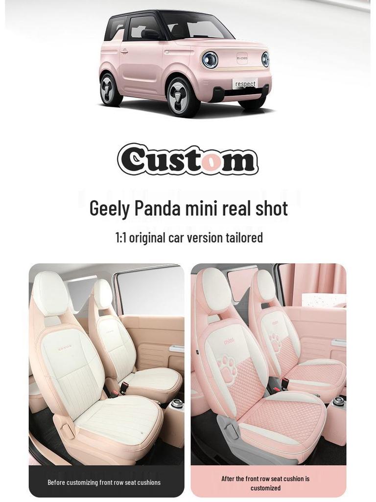 Panda Mini Linen Full Coverage Car Seat Cushion for All Seasons