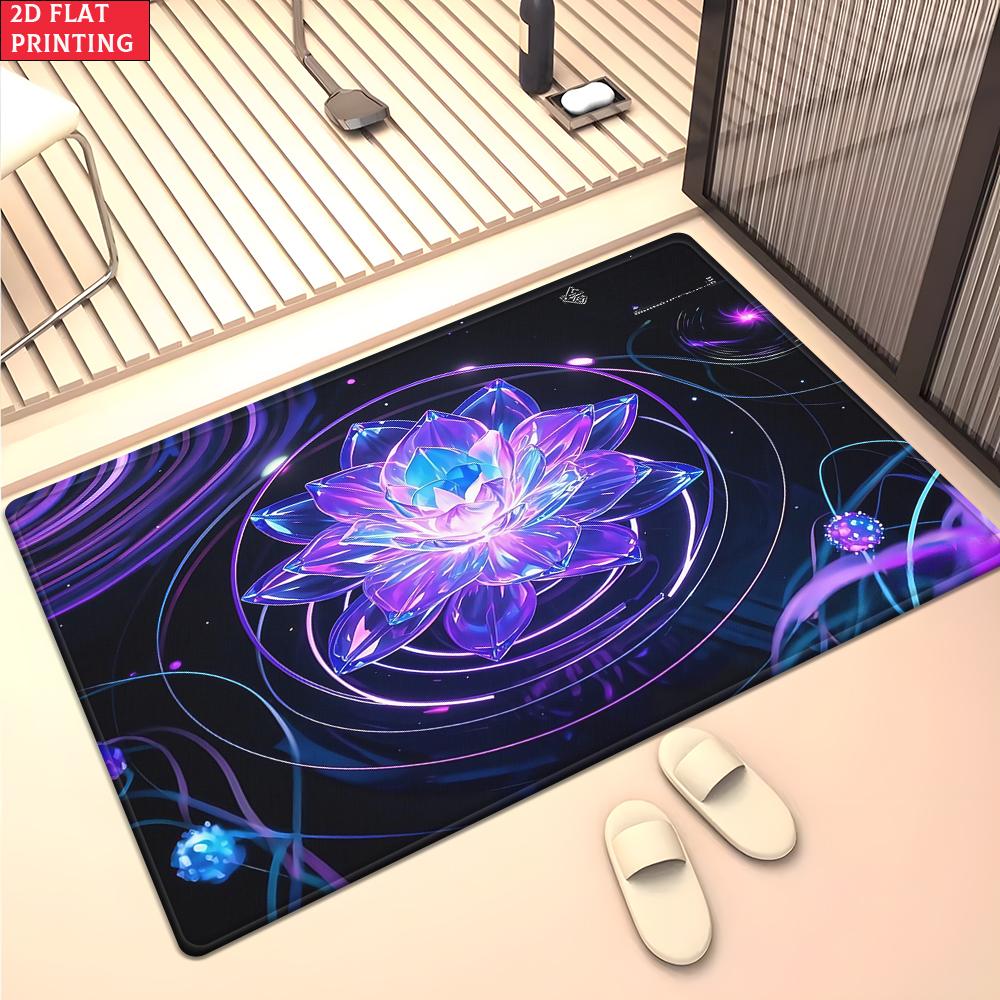Psychedelic Galaxy Floral Mandala Rug, Colorful Boho Space Carpet for Living Room Gaming Room, Non-slip Decorative Floor Mat