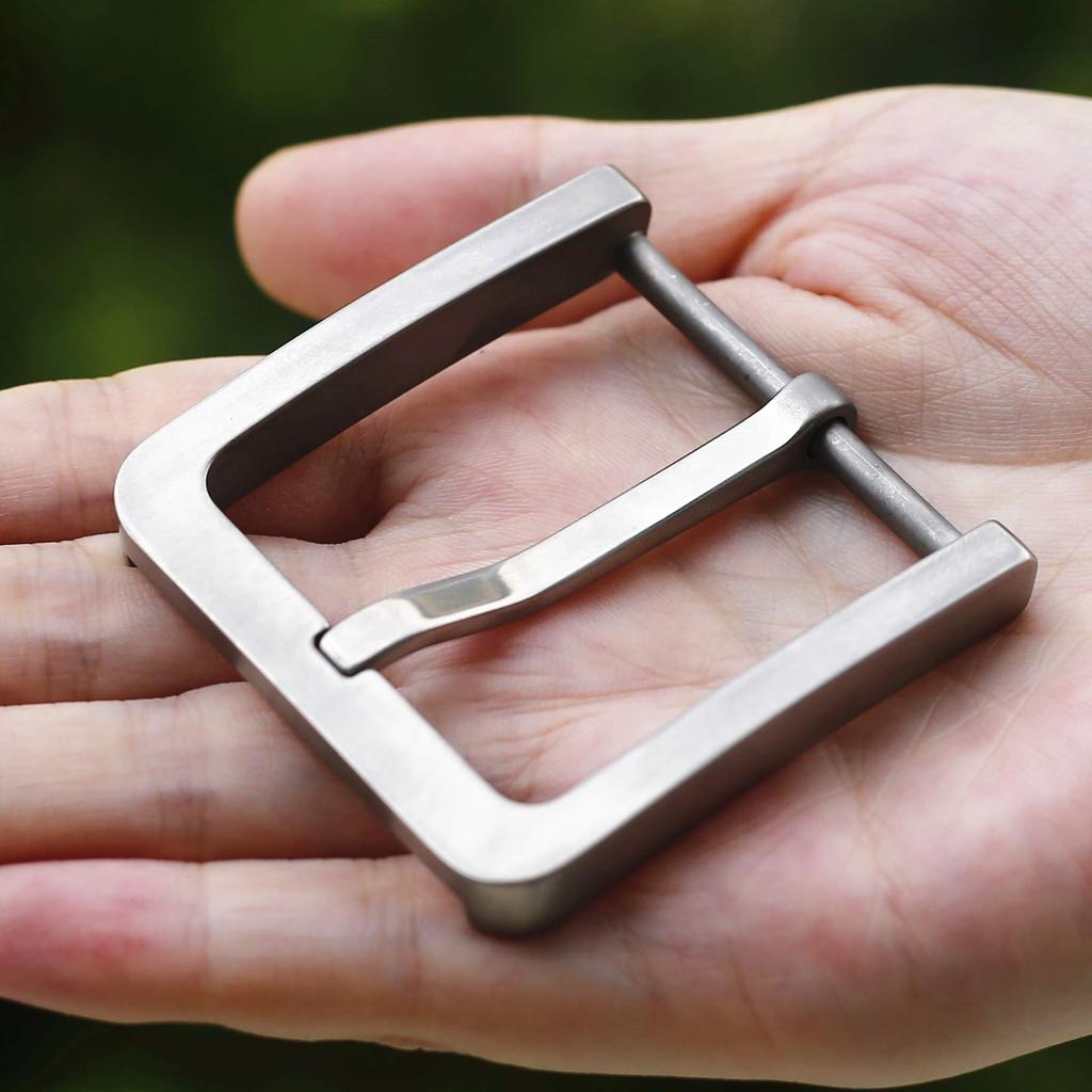 Kokoungkuan Belt Replacement Buckle Titanium 40mm Buckle Only Silver Leather Craft Hardware Men's (Round Corners)