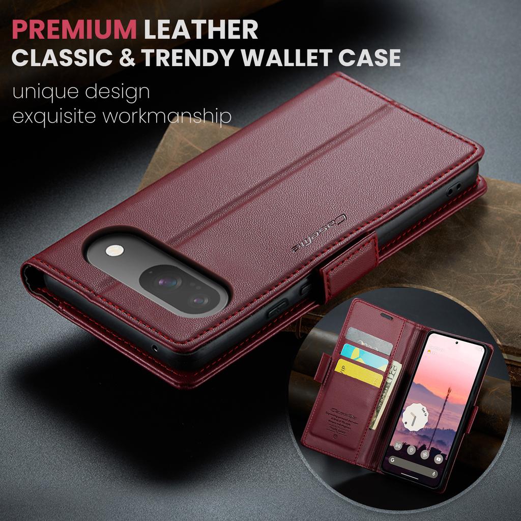 For Google Pixel 10 Pro/10/9 Pro/9 Case CASEME 023 Series RFID Blocking Leather Wallet Stand Phone Cover