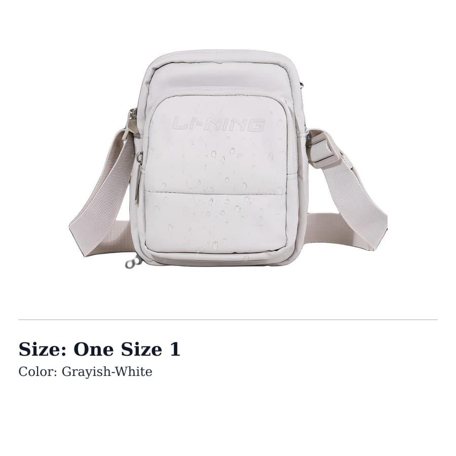 Li Ning Polyester Shoulder Bag Unisex Gray White YBDV043-1