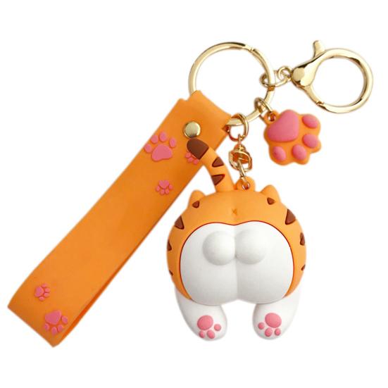 

Брелок для ключей Премиум Мягкие мультяшные кошки Уникальное украшение Прочный брелок для ключей для пары оранжевый