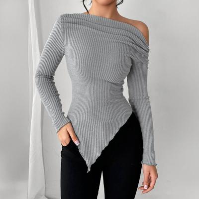 Top Casual Tricotado Irregular Feminino de Primavera