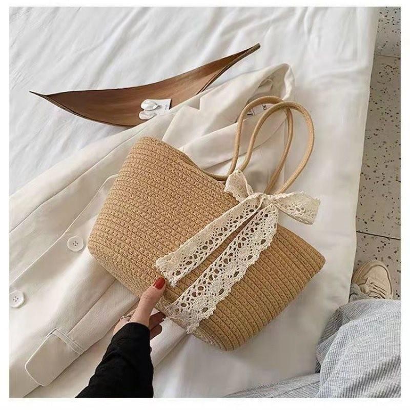 Stylish Sunflower Woven Cotton Bag For Women In Beige And Brown Perfect For Everyday Use