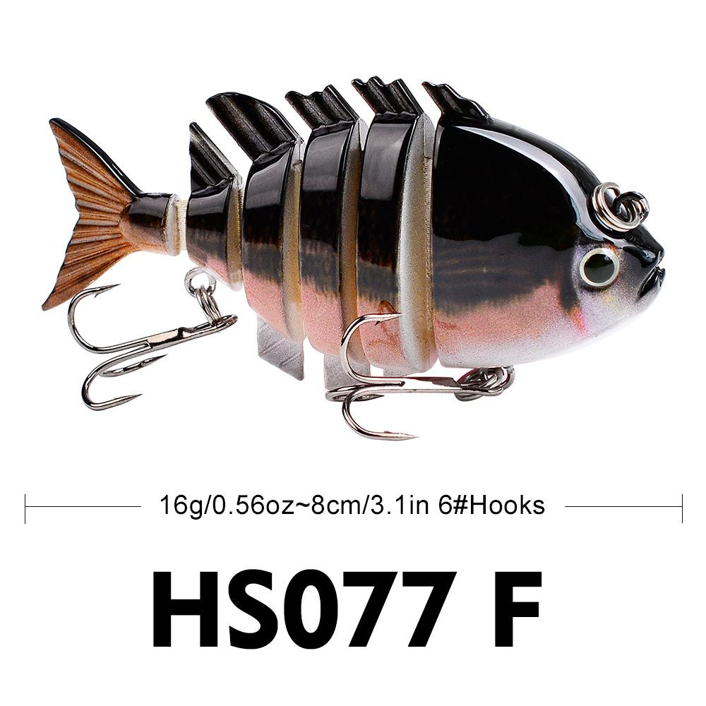 

Приманка False Bait 6-секційна багатосекційна риба 8 см 16 г Bionic Plastic Hard Bait, Top Mouth Seabass Overfeeding Fish Bait HS077 8cm 16g