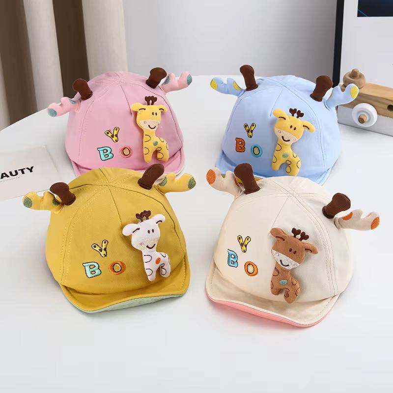 Cartoon Giraffe Baby Baseball Cap Cute Cotton Soft Brim Infant Sun Hat Summer Kids Boy Girl Duck Tongue Hats