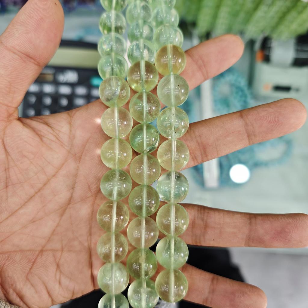 7A Natural Green Fluorite Round Bead Bracelet - Semi-finished DIY Jewelry Accessories, Loose String Beads, In Stock.